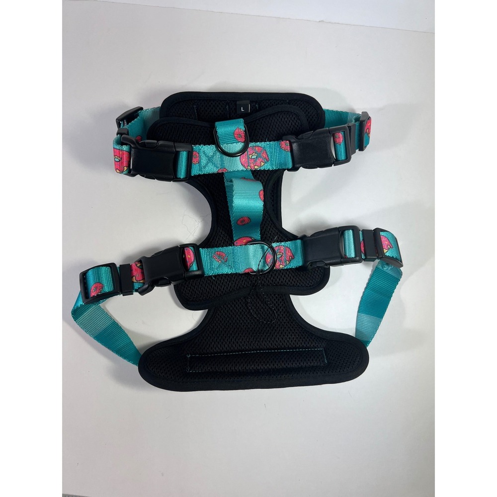 Woof Concept Five O Max Control Dog Harness Teal Donut Print Large Black